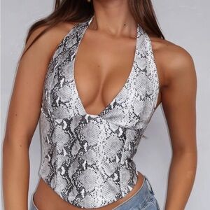 White Fox Boutique Snake Print Halter Tank Top